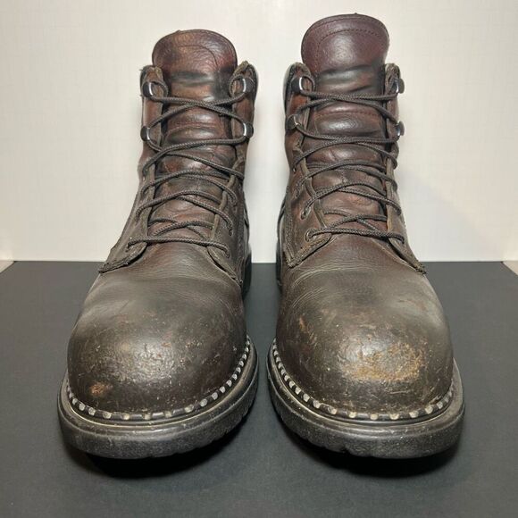 Mens RED WING Dyna-Force Brown Leather Steel Toe EH Ankle Boots / Size 12 Medium - Picture 2 of 10